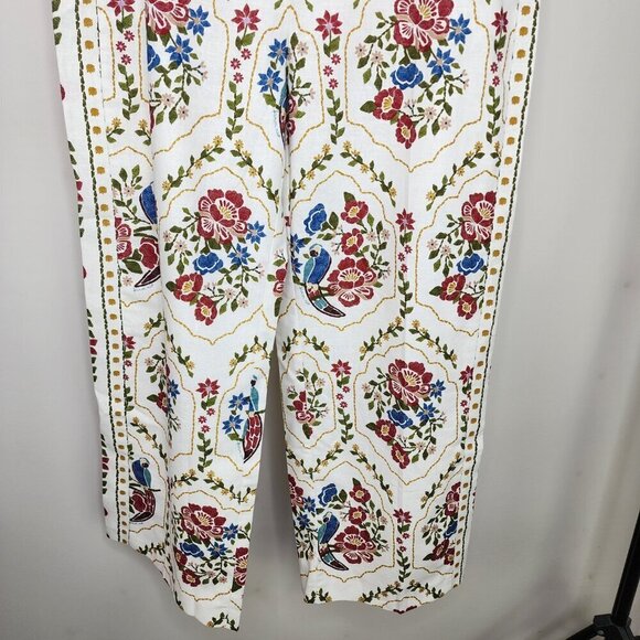 NWT Sezane X Farm Rio Tiago Crop Linen Blend Pant Romantic Garden 42/US Size 10 - Picture 12 of 16